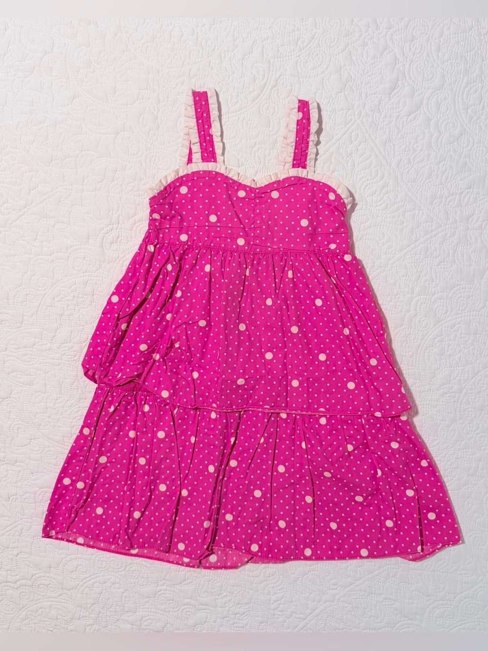 Penelope Mack | Girls Pink Polka Dot Tiered Ruffle Dress | Size 5 | NWOT